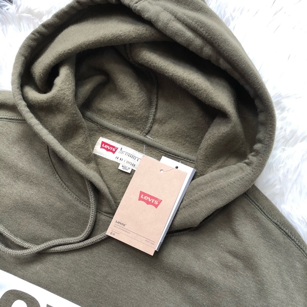 New with tag LEVI’S Army Green Logo Hoodie Small - Picture 4 of 5